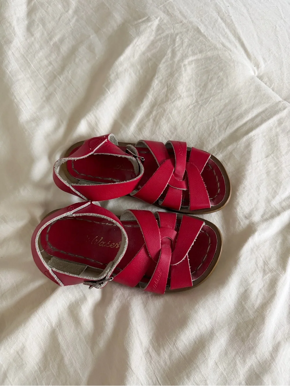 Red toddler salt water sandals